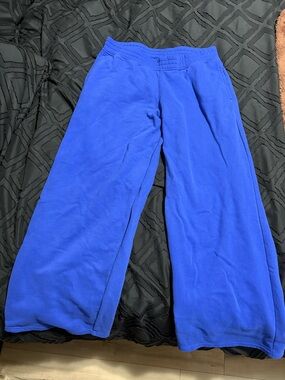 Hollister Low Rise Wide Leg Fleece Pants - Bright Blue